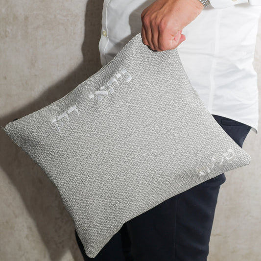 סט כיסויים לטלית ולתפילין | צבע אפור דמוי פשתן