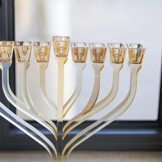 חנוכיית קריסטל | זהב עדין