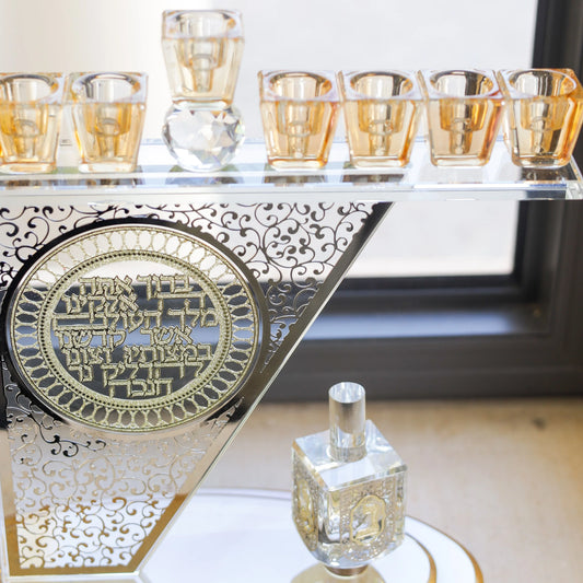 חנוכיית קריסטל סביבון | זהב