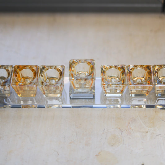 חנוכיית קריסטל | אמבר וזהב