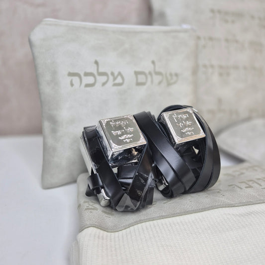 סט לבר מצווה ברכת כהנים צבע אבן חיתוך לייזר - תפילין בהמה גסה