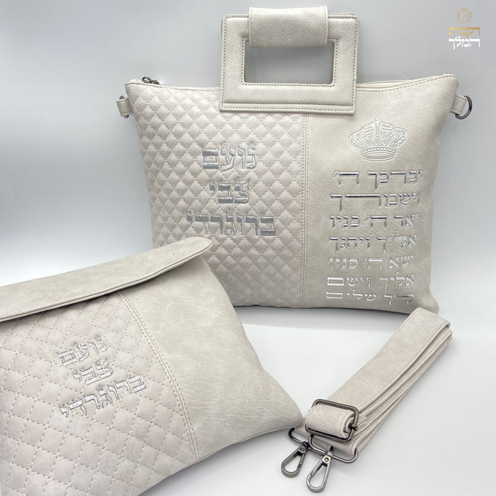 סט תיק טלית תפילין "יברכך כתר" צבע אבן