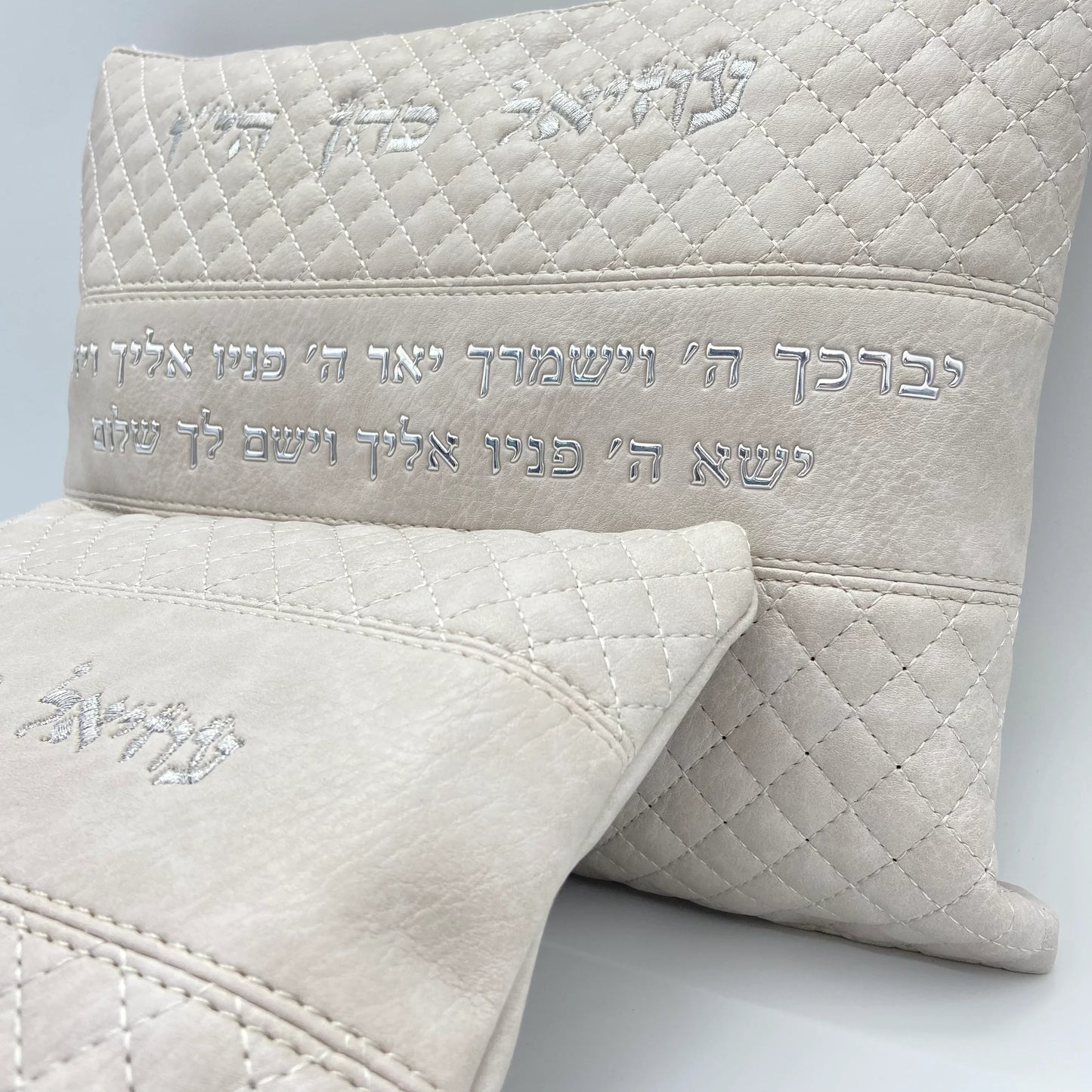 סט כיסויים לטלית ולתפילין יוקרתי ברכת כהנים צבע אבן