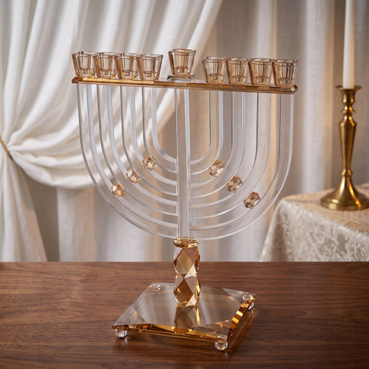 חנוכיית קריסטל לבית: מדריך עיצוב לפי גוונים – זהב, כסף, רוז גולד וחלבי