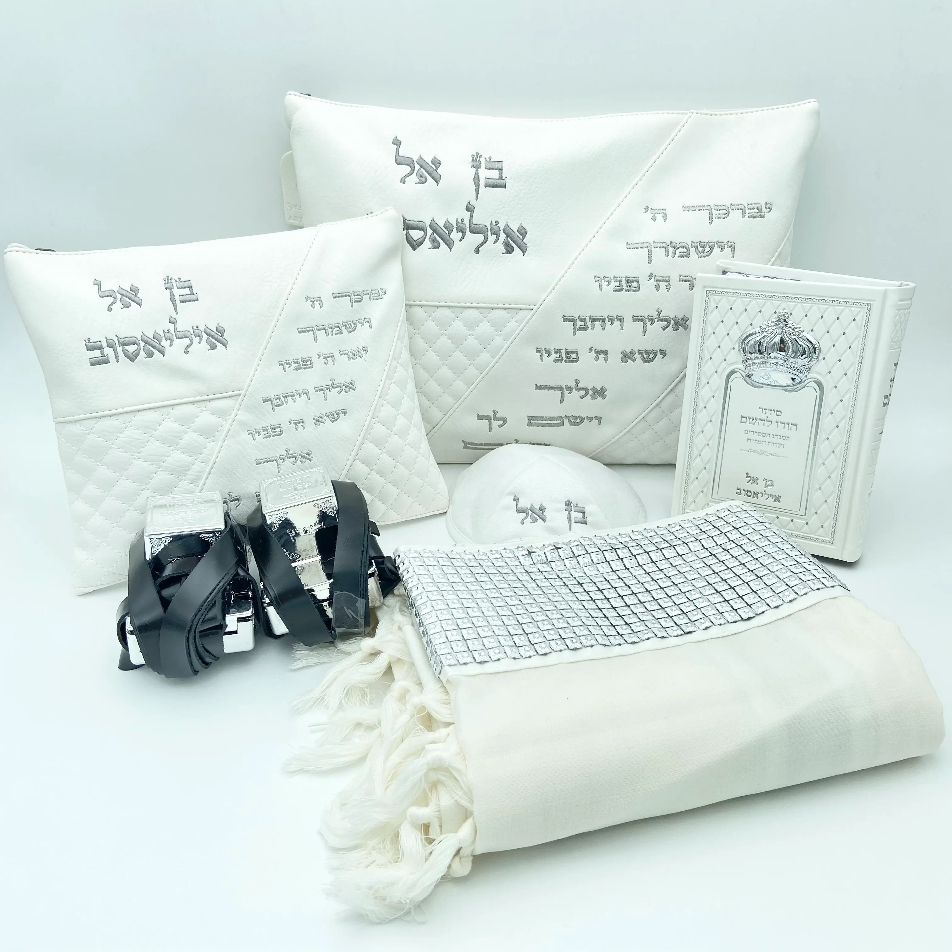 סט בר מצווה ברכת כהנים לבן - תפילין בהמה דקה - רקמת המלך – רקמת המלך ...