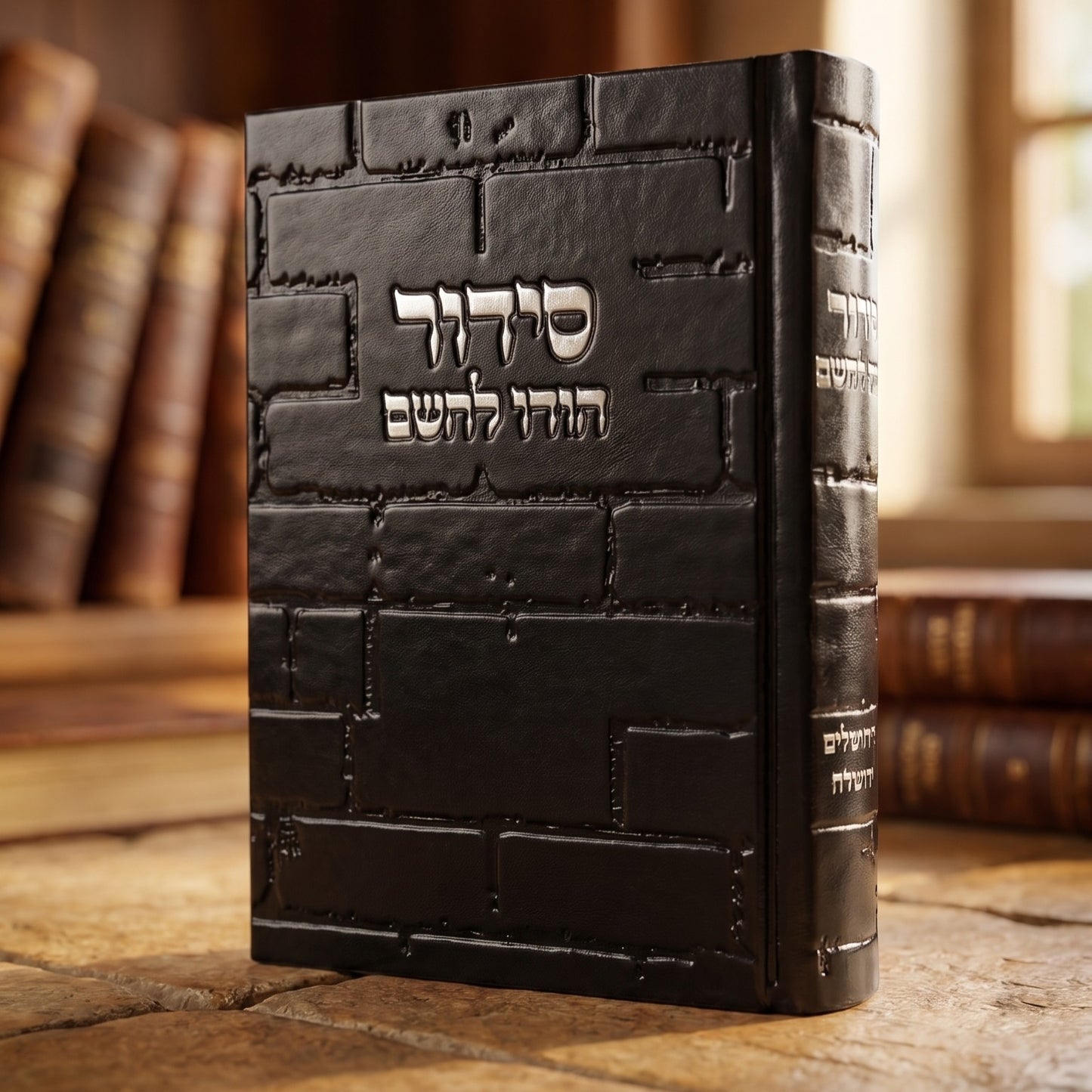 סידור מהודר לגבר דגם כותל שחור כסף "הודו להשם"