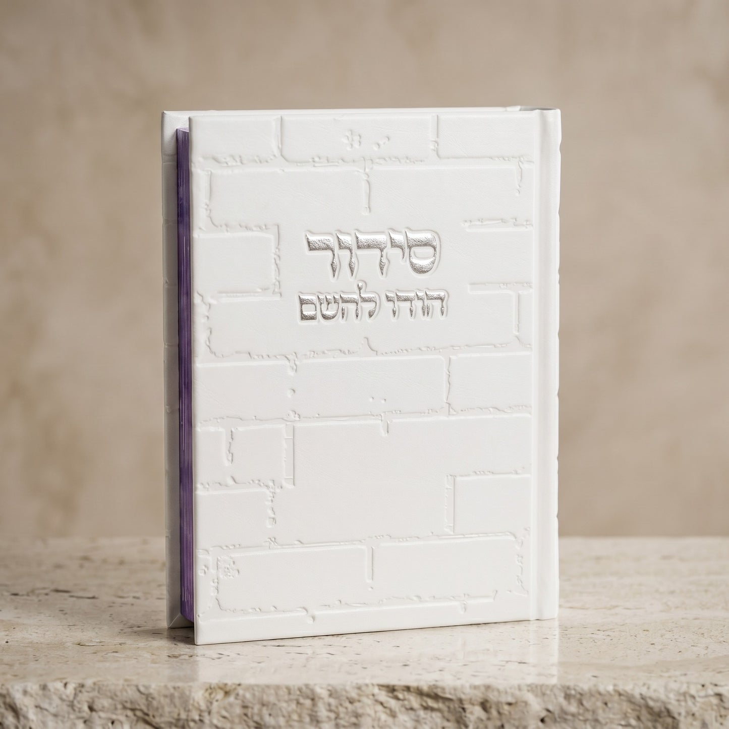 סידור מהודר לגבר דגם כותל לבן כסף "הודו להשם"