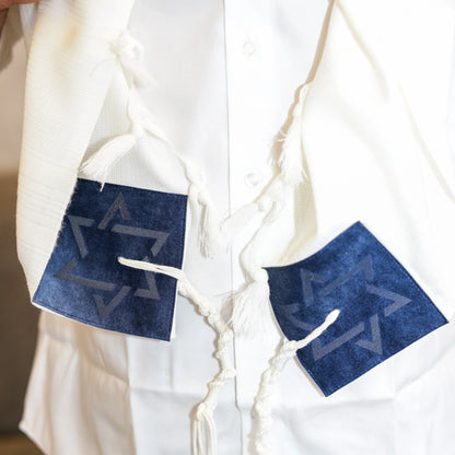 סט לבר מצווה ברכת כהנים כחול נייבי בחיתוך לייזר - תפילין בהמה דקה