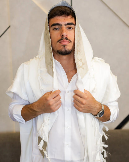 טלית צמר Premium | דגם שויתי ה' אבן חיתוך לייזר