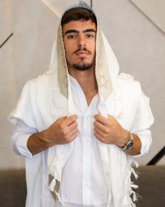 טלית צמר Premium | דגם שויתי ה' אבן חיתוך לייזר