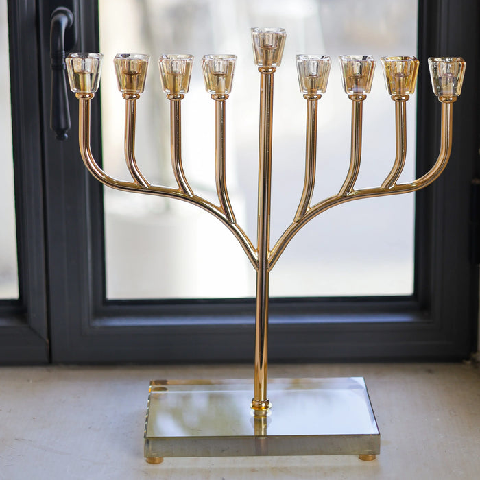 חנוכיית אור | זהב - ברכון מתנה