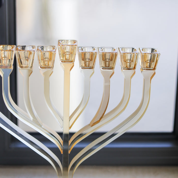 חנוכיית קריסטל | זהב עדין