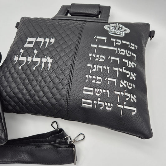 סט תיקים לטלית ולתפילין ברכת כהנים שחור