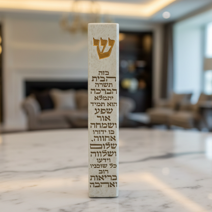 בית מזוזה 12' לבן דמוי בטון | ברכת הבית