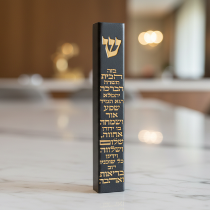 בית מזוזה 15' שחור דמוי בטון | ברכת הבית