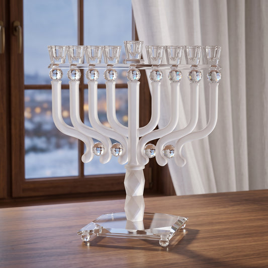 חנוכיית קריסטל הוד והדר | חלבית