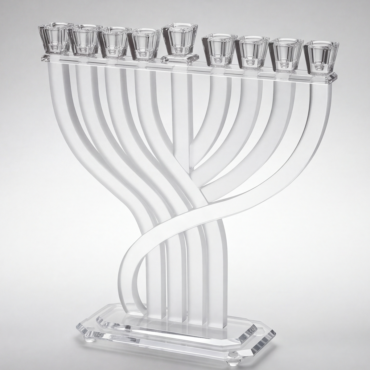 חנוכיית קריסטל שלהבת | חלבית