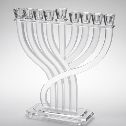 חנוכיית קריסטל שלהבת | חלבית