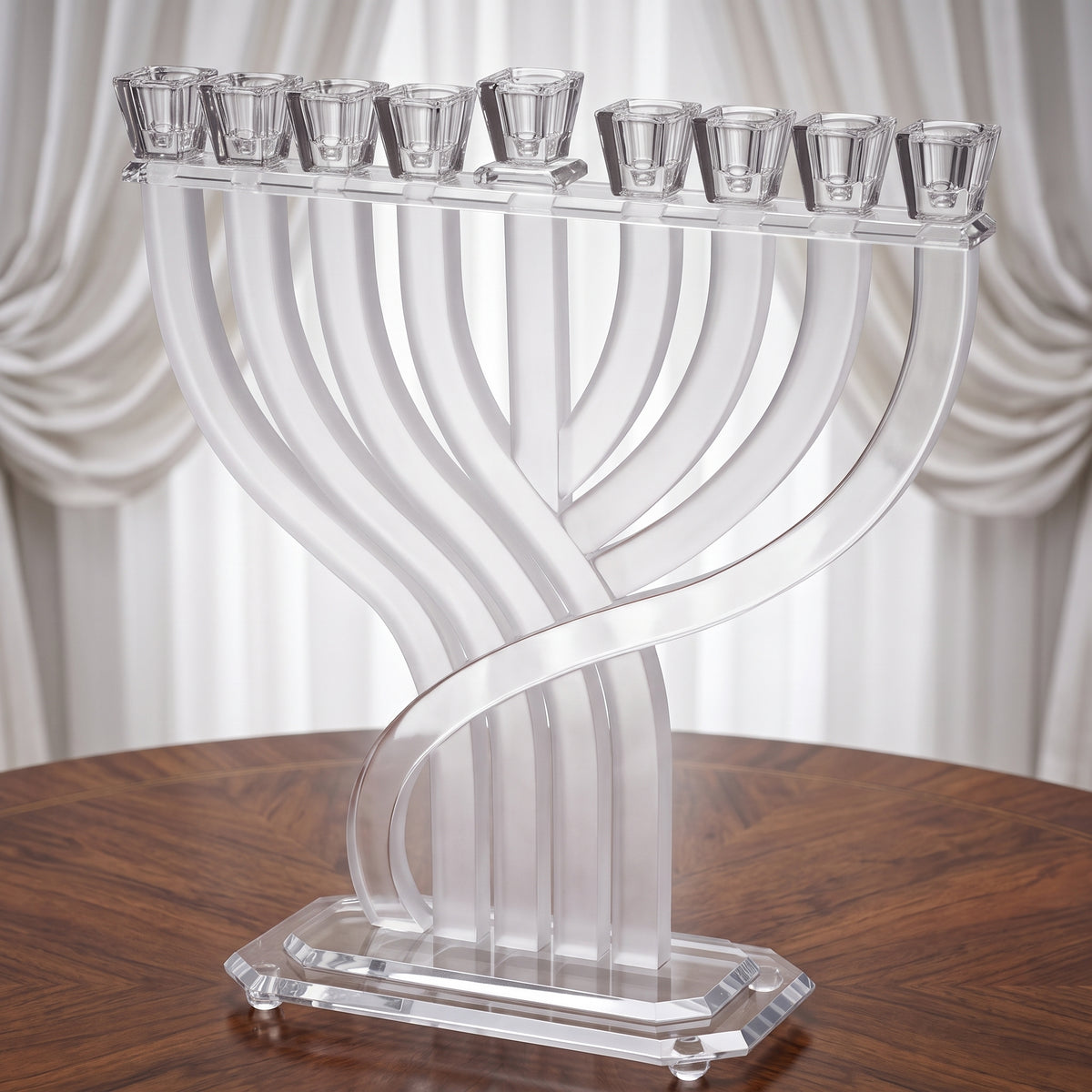 חנוכיית קריסטל שלהבת | חלבית