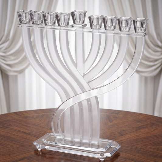 חנוכיית קריסטל שלהבת | חלבית