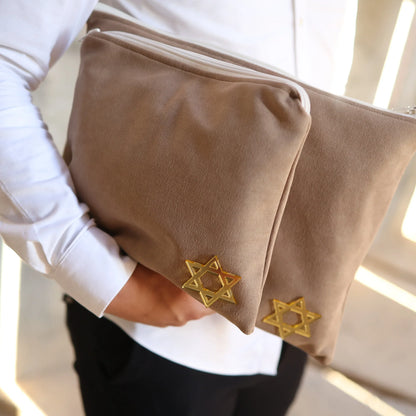 סט כיסויים לטלית ולתפילין יוקרתי | חום אימפלה