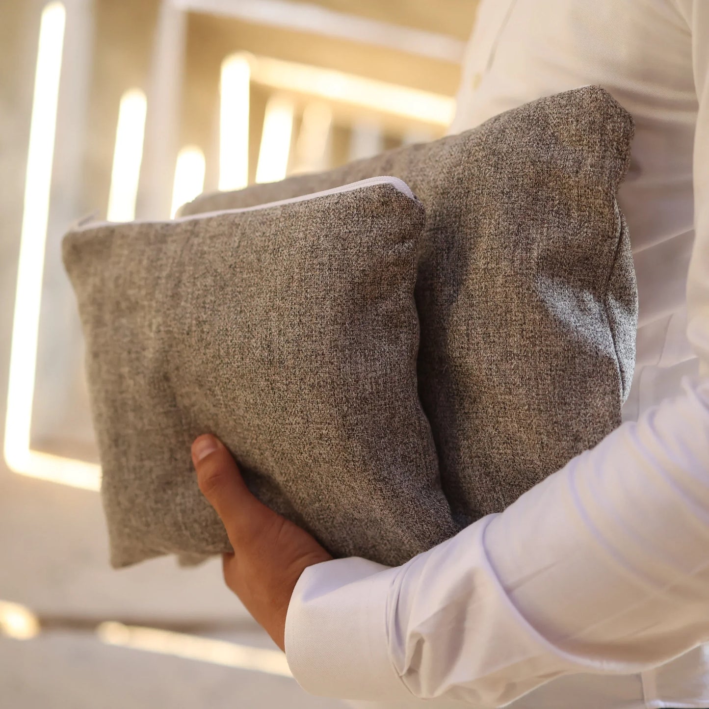 סט כיסויים לטלית ולתפילין יוקרתי מפשתן | אפור