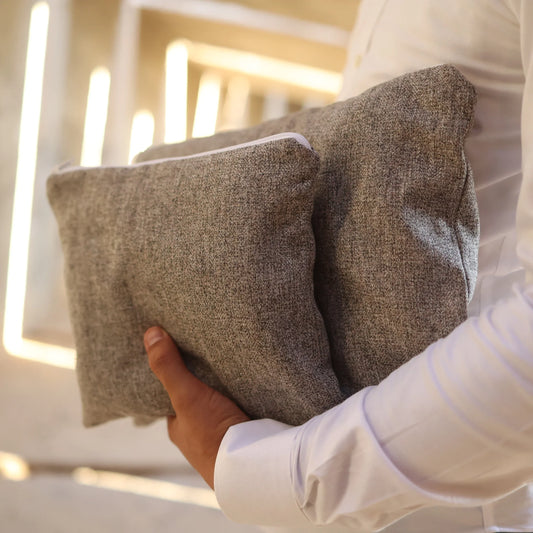 סט כיסויים לטלית ולתפילין יוקרתי מפשתן | אפור