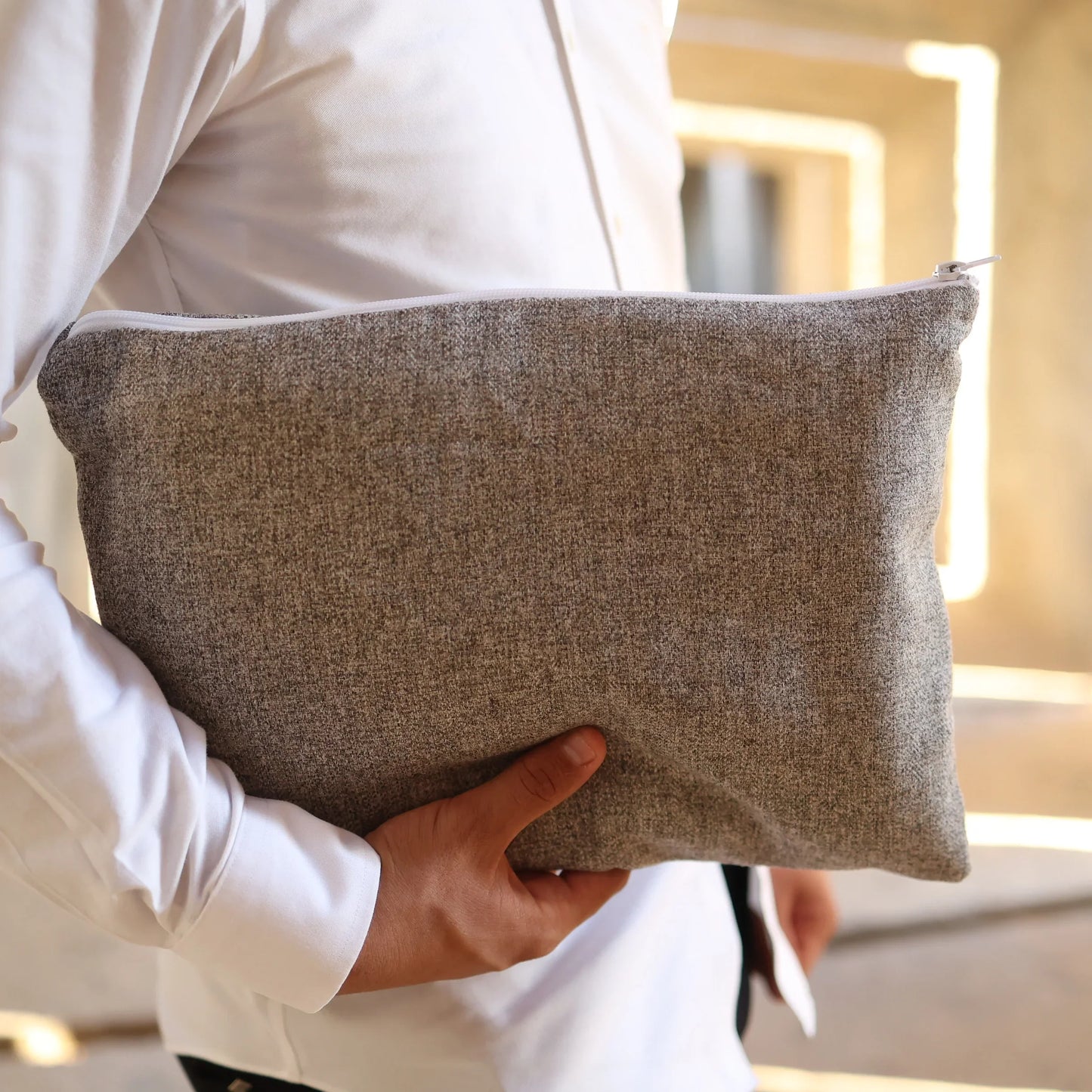 סט כיסויים לטלית ולתפילין יוקרתי מפשתן | אפור