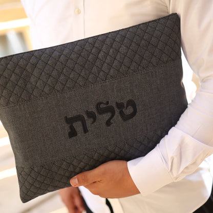 סט כיסויים לטלית ולתפילין יוקרתי כחול נייבי