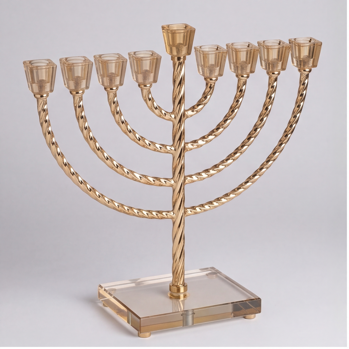 חנוכיית מקדש מסולסל | זהב