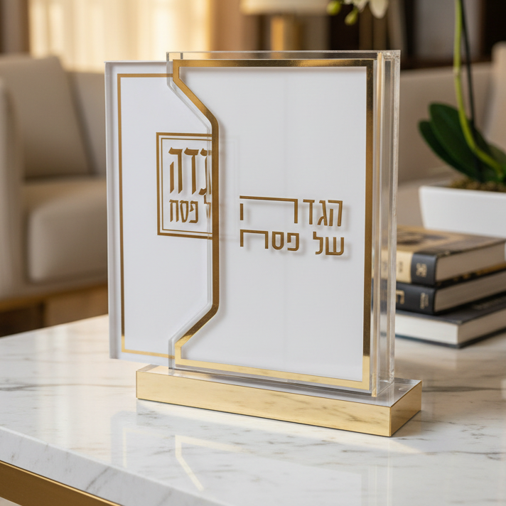 מעמד פרספקט עם 6 הגדות לפסח | זהב