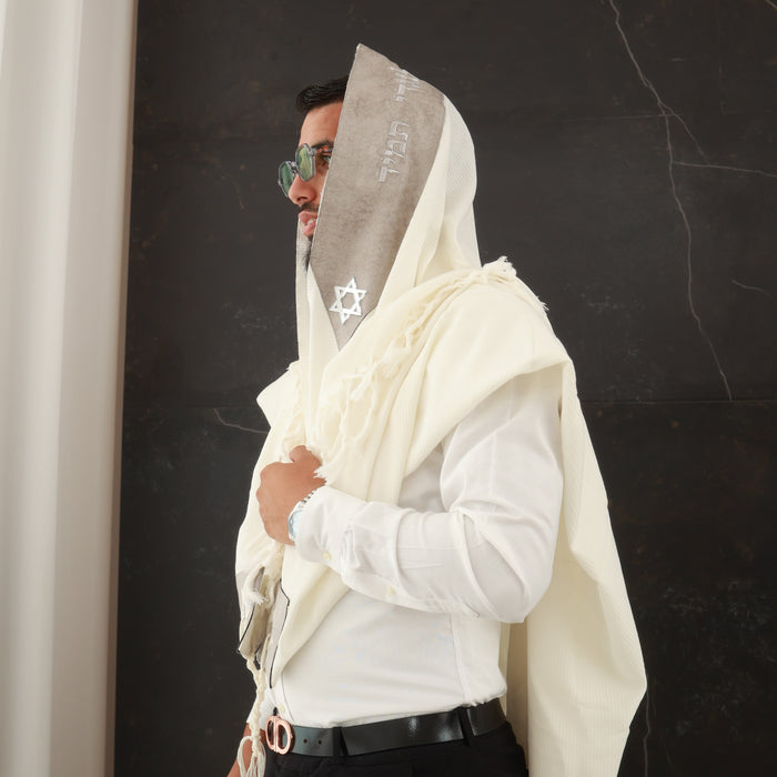 מארז לחתן אבן יברכך עם טלית צמר פרימיום סידור וכיפה