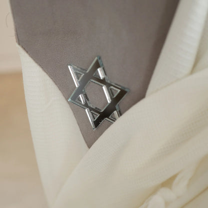 טלית צמר Premium | דגם אפור בטון בהיר חיתוך לייזר