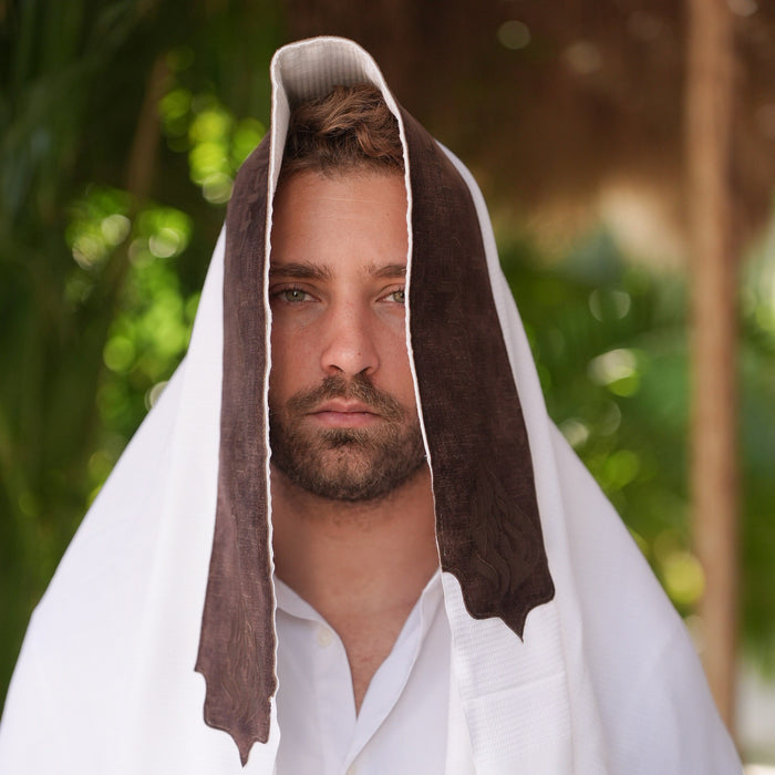 מארז לחתן האש שלי קטיפה חום כהה כיסויים וטלית צמר Premium