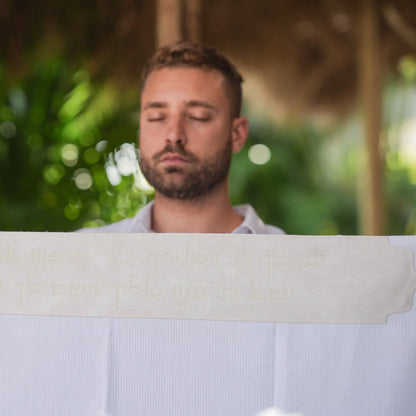 מארז לחתן ברכת כהנים קטיפה בז בהיר כיסויים וטלית צמר Premium