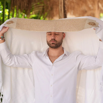 מארז לחתן תיקון הכללי דמוי עור בז כיסויים וטלית צמר Premium