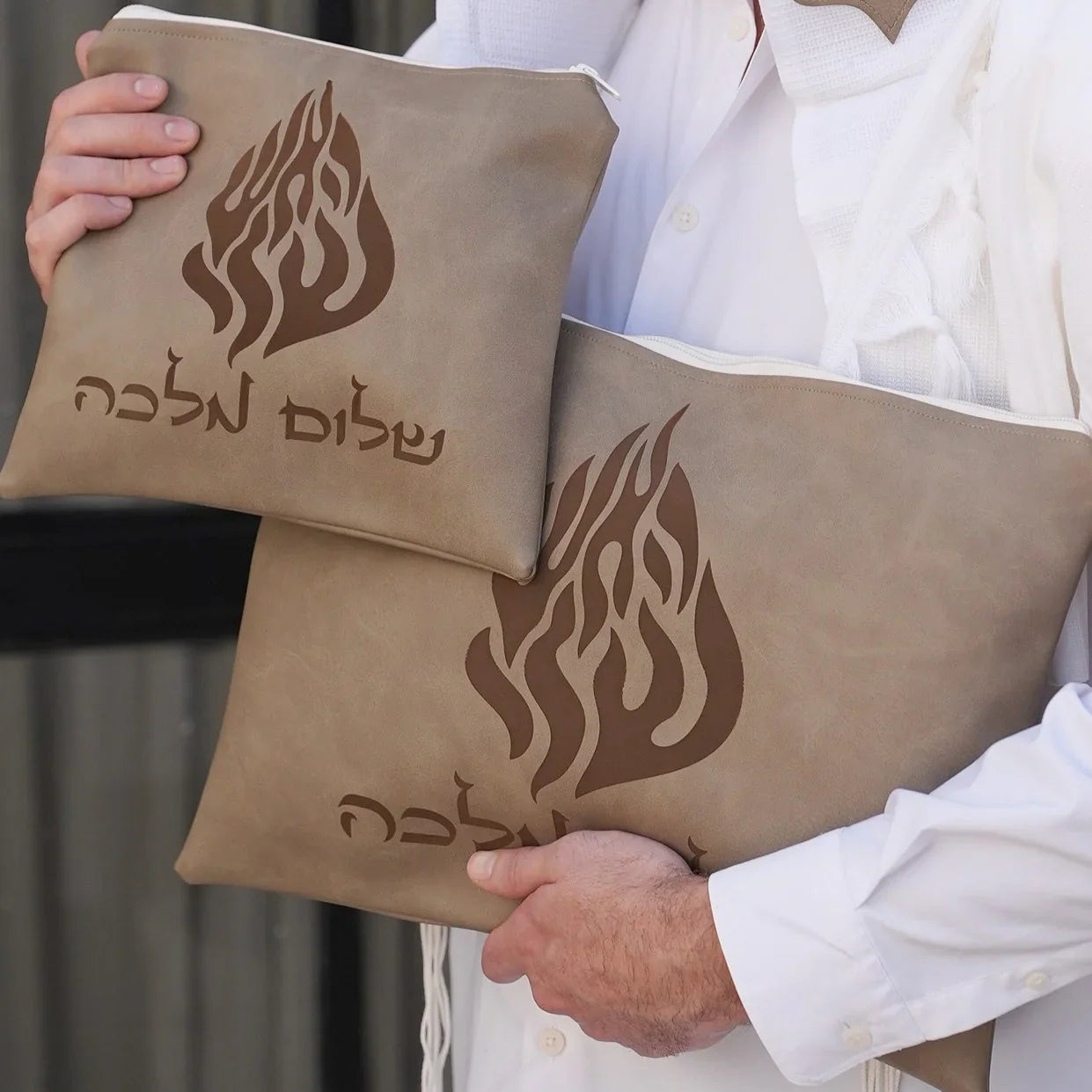 מארז לחתן תיקון הכללי דמוי עור חום כיסויים וטלית צמר Premium