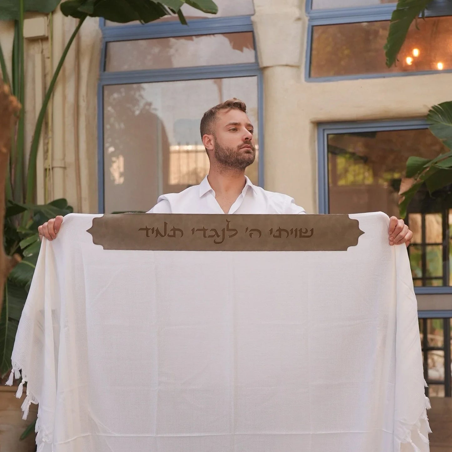 מארז לחתן שויתי ה' דמוי עור אפור כהה כיסויים וטלית צמר Premium