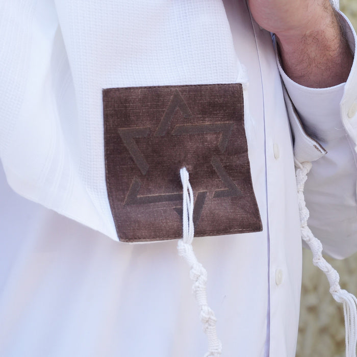 מארז לחתן יברכך קטיפה חום כהה כיסויים וטלית צמר Premium