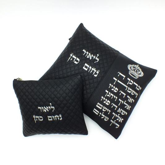 סט כיסויים לטלית ולתפילין יוקרתי ברכת כהנים שחור