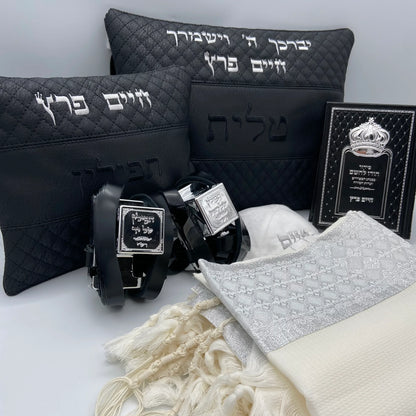 סט לבר מצווה מעויינים שחור -תפילין בהמה דקה