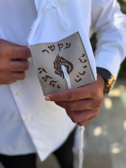 טלית צמר Premium | דגם תיקון הכללי אבן קטיפה בחיתוך לייזר