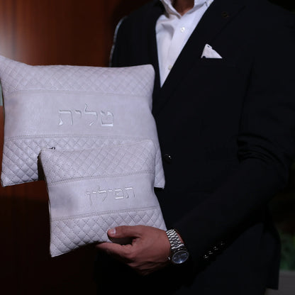 סט כיסויים לטלית ולתפילין יוקרתי צבע אבן