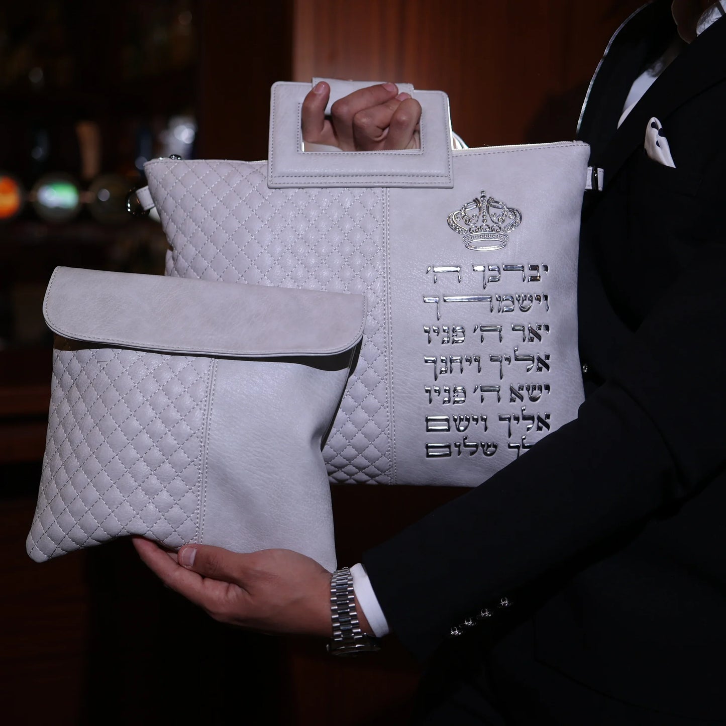 סט תיקים לטלית ולתפילין אבן ברכת כהנים