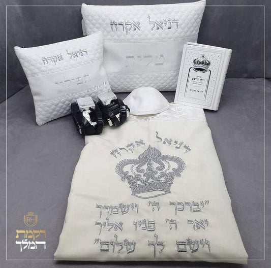 מארז בר מצווה מעויינים לבן עם תפילין בהמה דקה