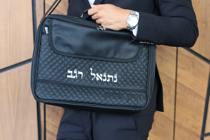 תיק טלית טרמי מעויינים שחור - rikmat.hamelech