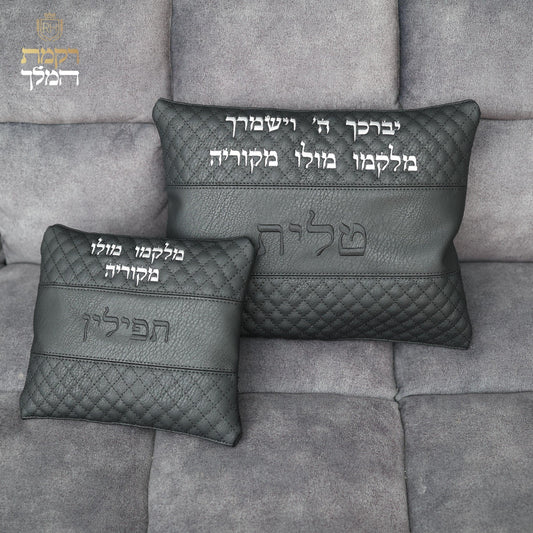 סט כיסויים טלית תפילין מעויינים שחור - rikmat.hamelech